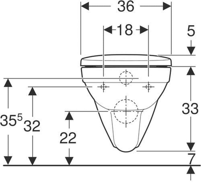 Geberit 280 Basic hangtoilet – 36 x 53 cm – met zitting – glans wit
