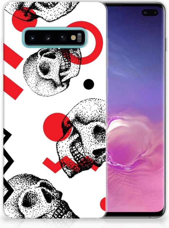 Silicone Back Case Samsung Galaxy S10 Plus Skull Red