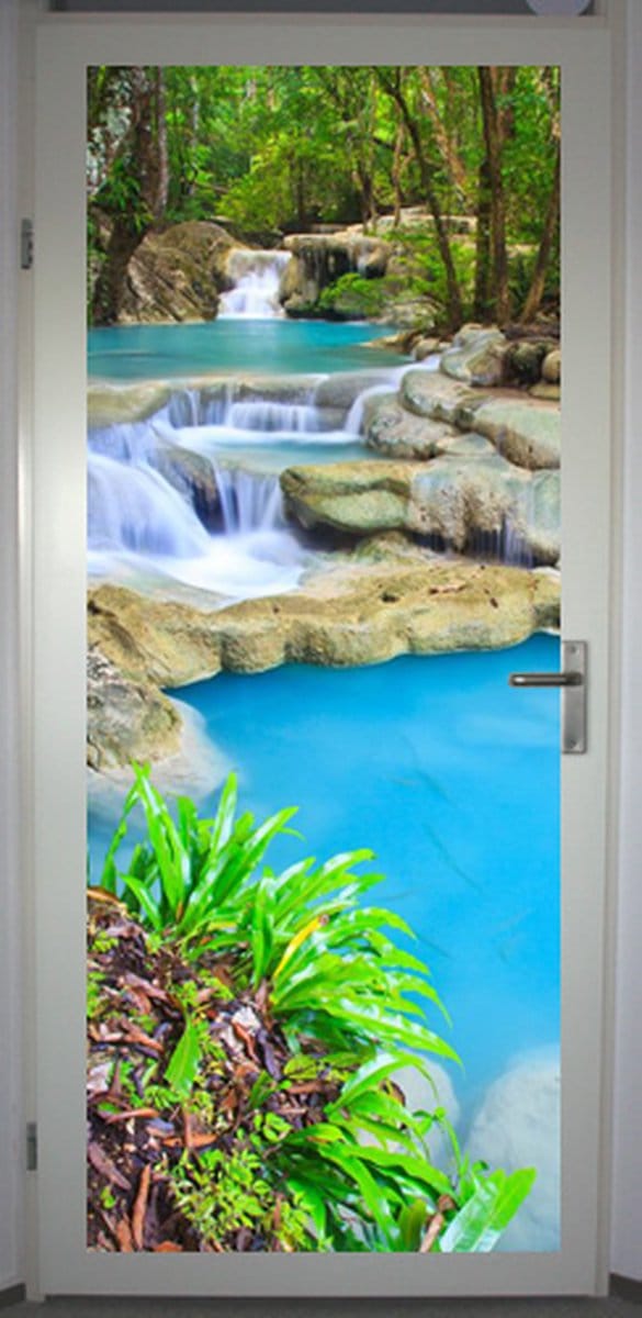 Deurposter 'Waterval 5' - deursticker 75x195 cm