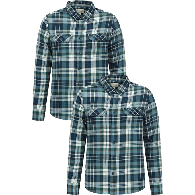 Mountain Warehouse Heren Flanellen Overhemd Trace (Set van 2) (Maisblauw)