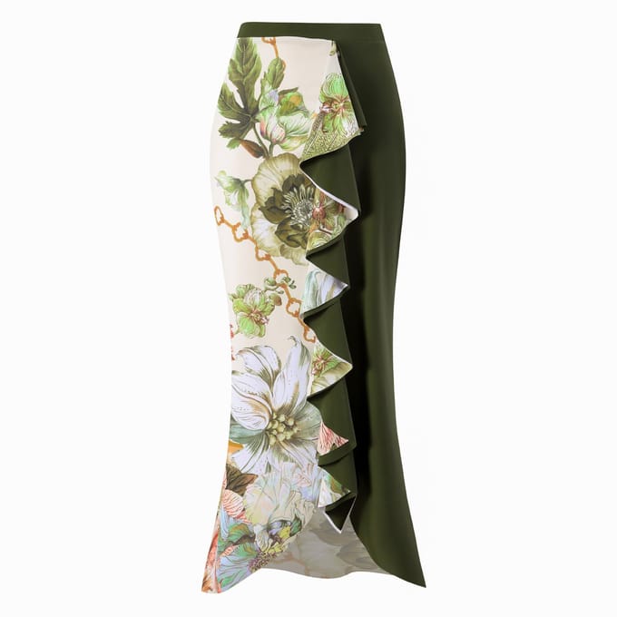 Nieuw Retro Hoge Taille Split Driedelig Badpak Dames Badpak Chiffon Strandrok Pak XL black