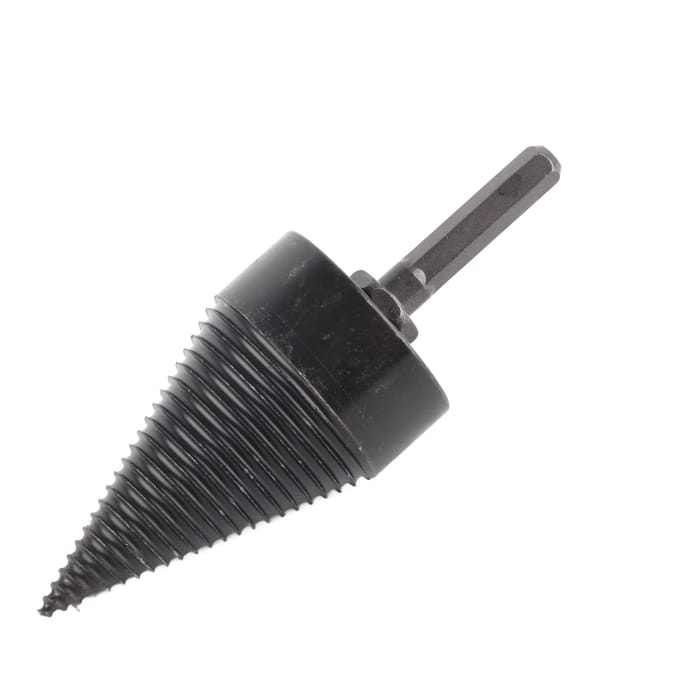 Foret à bois Fendeur de bûches Acier au carbone Cône Queue hexagonale Outil de perçage Noir 50mm / 2in
