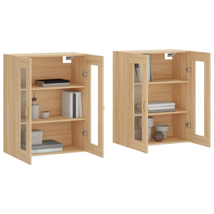 vidaXL - Hangkasten - 2 - st - bewerkt - hout - sonoma - eikenkleurig