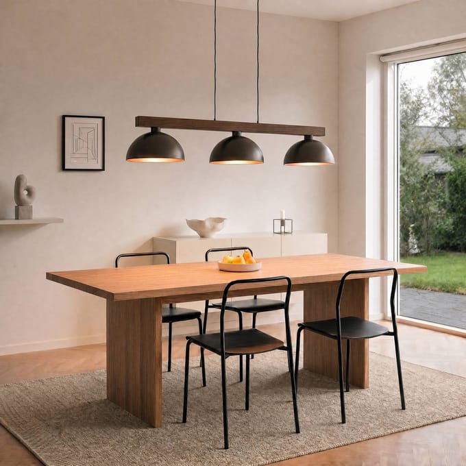 TK Lighting Hanglamp Oslo, bruin, 3-lamps, 118 cm lang, E27