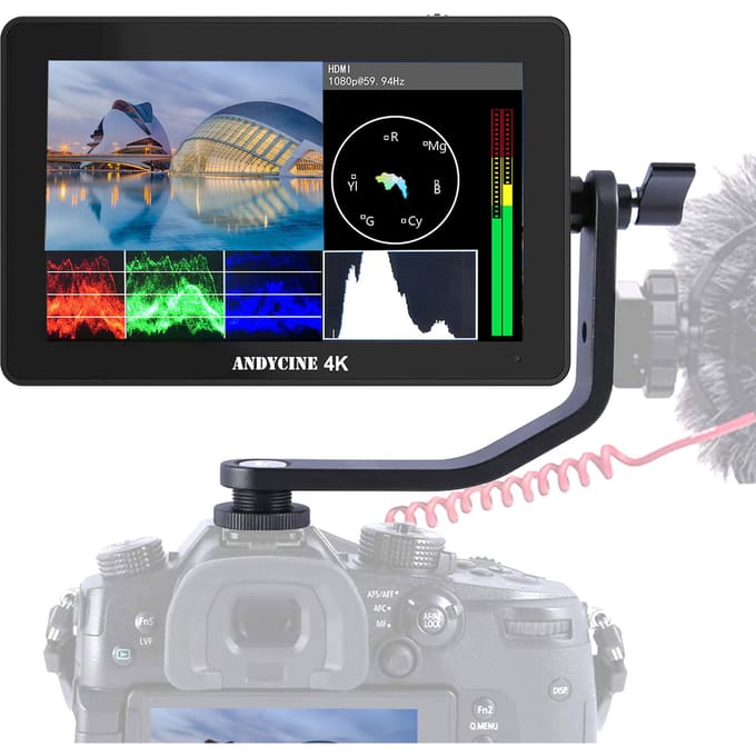ANDYCINE A6 Plus 5.5 Inch DSLR Camera Veldmonitor Touchbediening Regisseur Videomonitor 3D Lut zwart