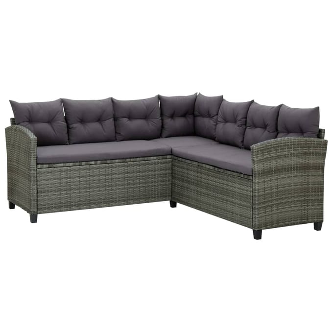 vidaXL - 6-delige - Loungeset - met - kussens - poly - rattan - grijs