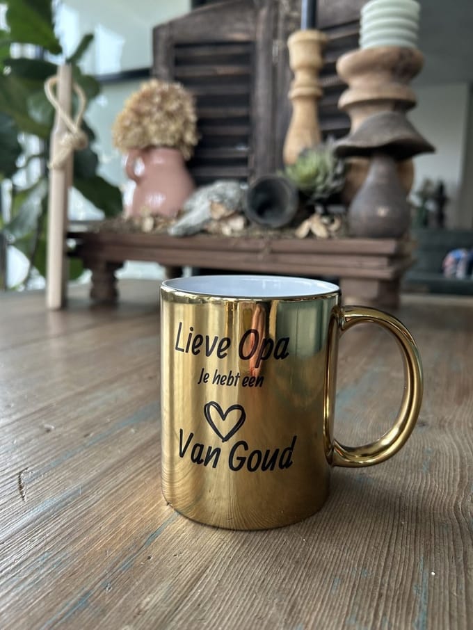 Creaties van Hier - Gouden Mok Opa - 330 ml - Keramiek