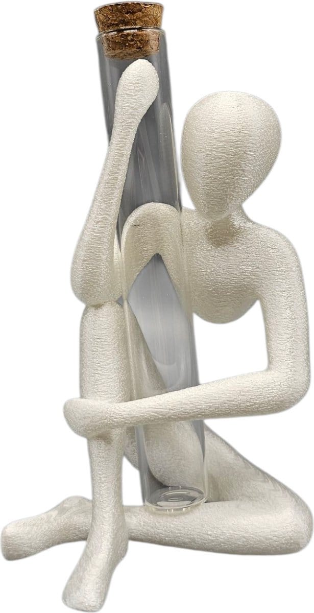 Layerzz - Decoratief 3D geprint beeldje - NObody - Testtube - bloemetje - 15cm - wit