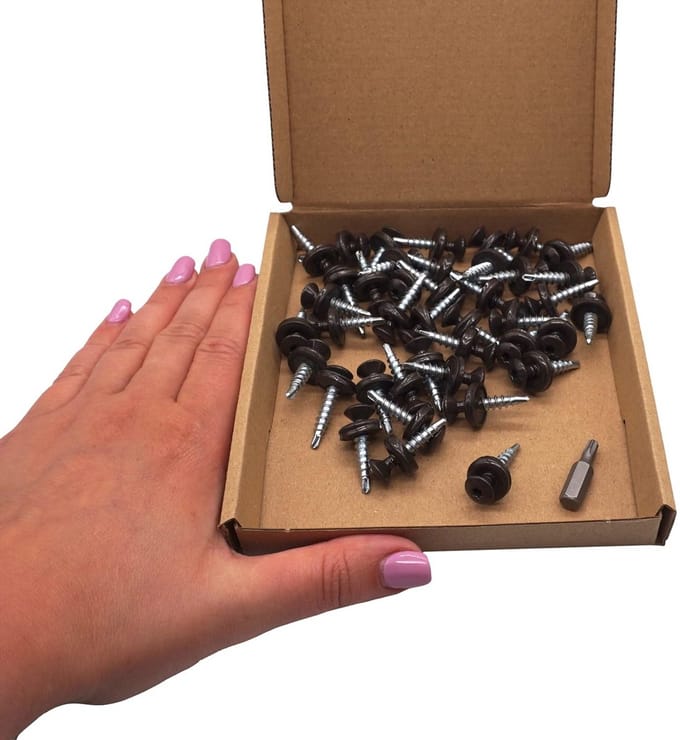40x Zelfborende Dakschroeven met EPDM Ring - 4,8x28mm - RAL 8019 Grijsbruin