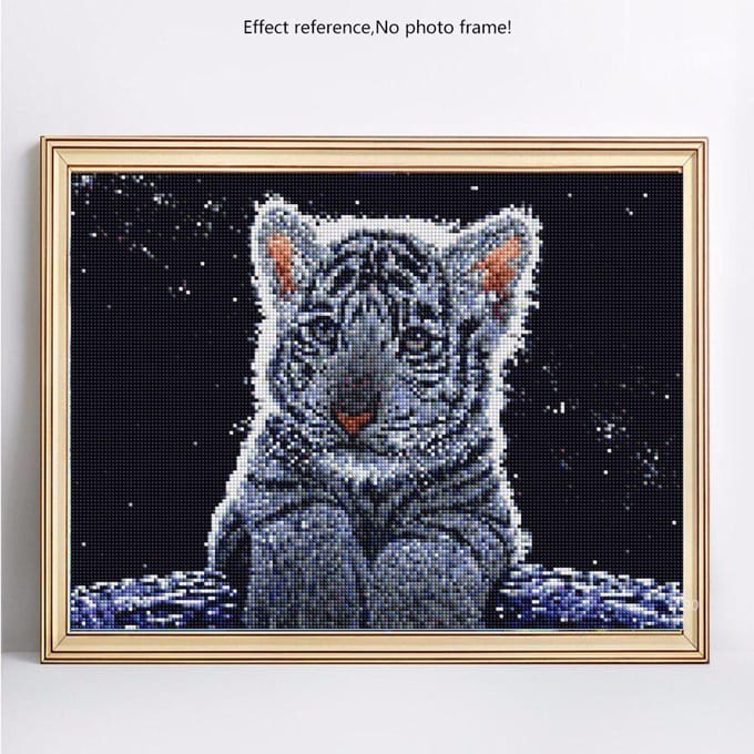Peinture diamant 5d avec perceuse complète, animaux ronds, mosaïque, vente de chat, broderie diamant 20X30 gray