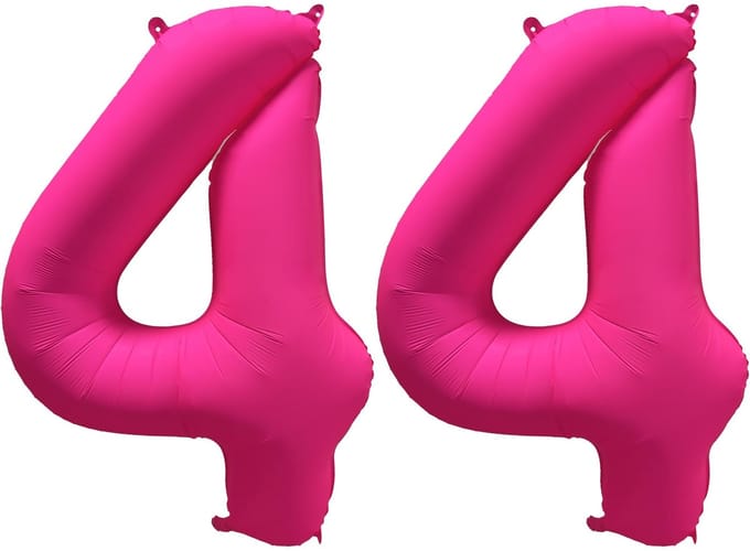 Folieballon 44 jaar - Neon Roze - 86 cm