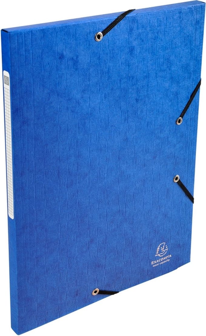 Exacompta Scotten Elastomap + 3 kleppen in gewafeld glanskarton 425g/m2 - A4 - Blauw - 55752E