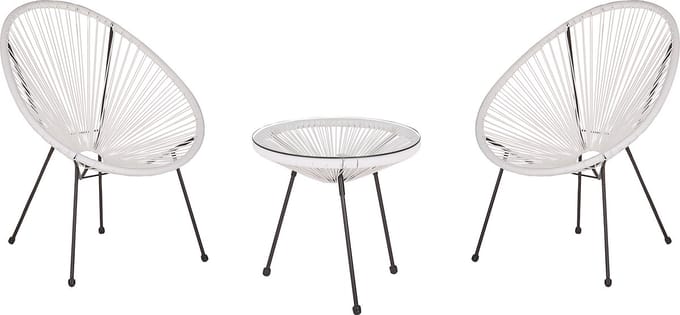 ACAPULCO II - Bistroset voor 2 - Wit - PE rotan