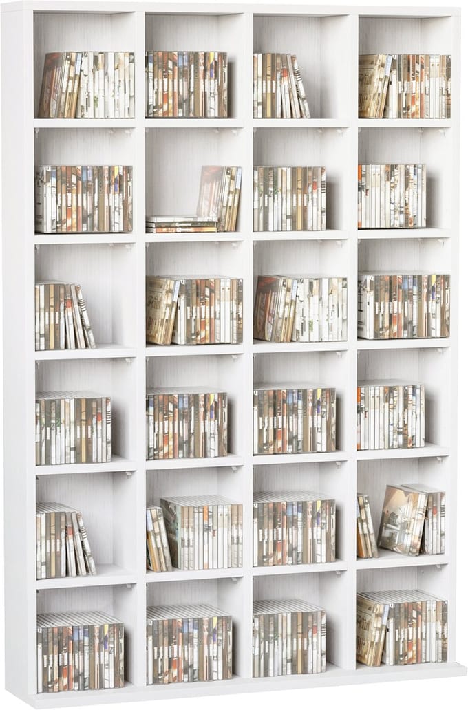 HOMCOM CD-opbergkast - Spaanplaat - 89x20x130,5cm - Wit