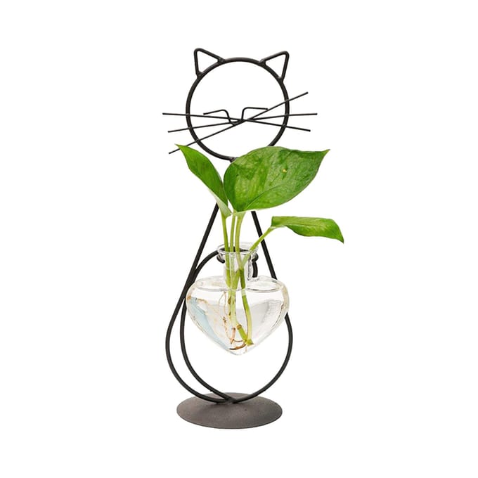 Eenvoudige Kat IJzeren Bloemenware Hydroponische Bloemstuk Vaas 2 green
