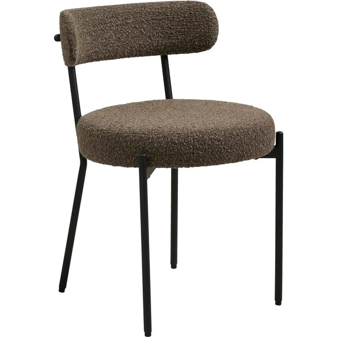 House Nordic Eetkamerstoel Badalona - Bruin Bouclé - Set van 2