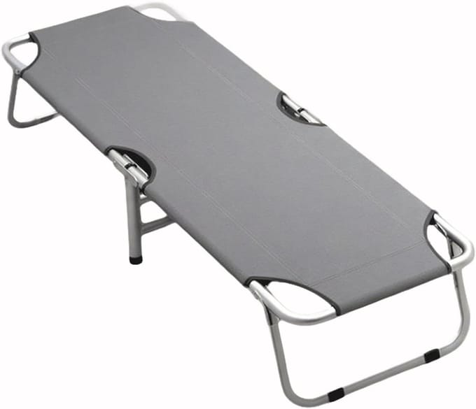 Veldbed Vouwbed - Kampeerbed Opvouwbaar - Buiten Ontspannen - Extra Breed Ontwerp - 181 x 60 cm - Grijs