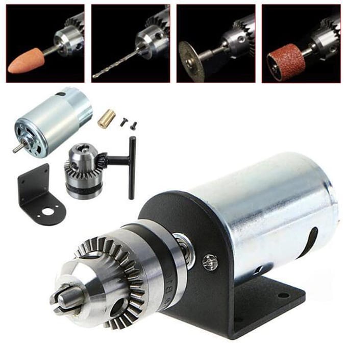 DC 12V 36V Draaibank Pers 555 Motor met Miniatuur Handboorkop en Montagebeugel DIY Gereedschapsset