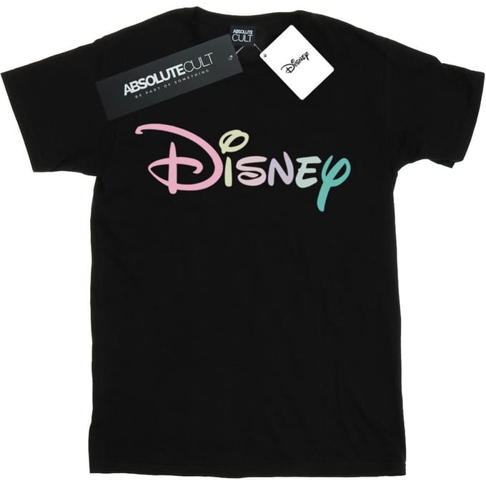 Disney Heren Pastel Logo T-Shirt (Zwart)