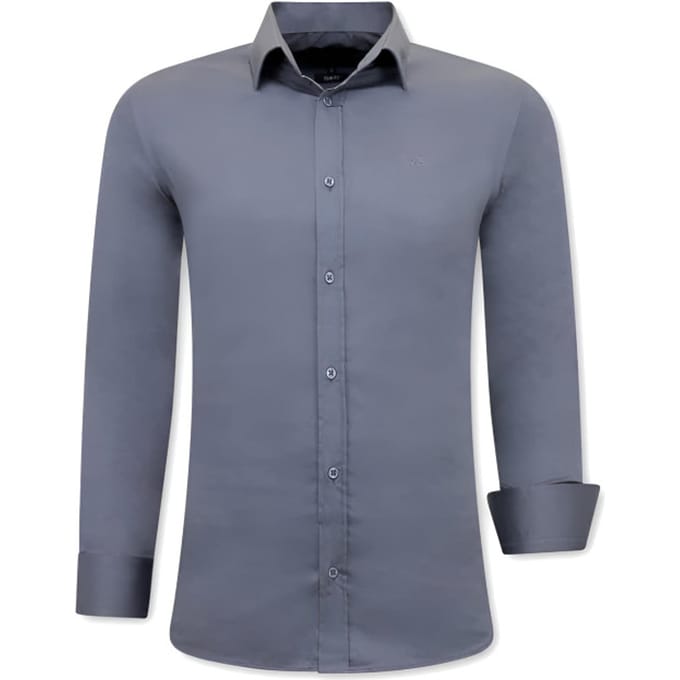 Luxe Speciale Blanco Heren Overhemden - Slim Fit - 3080 - Grijs