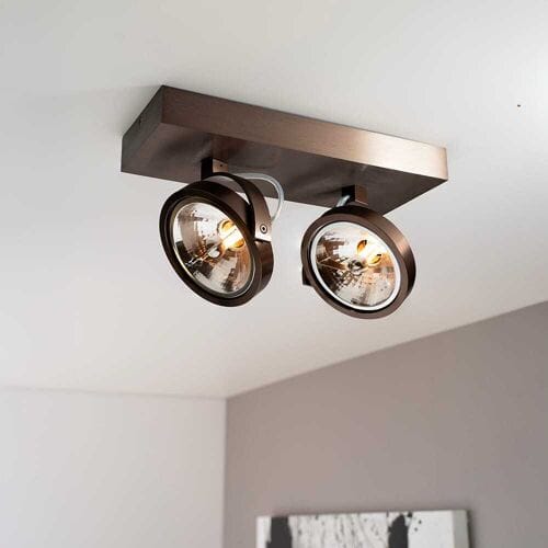 Saturno bronzo II by LUSENZ - 2-lichts plafondspot met kantelbare geborstelde bronzen basis en armatuur