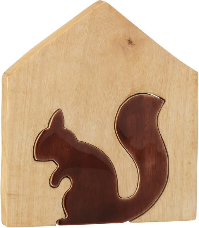 J-Line decoratie Eekhoorn In Huis - hout - naturel/bruin - large