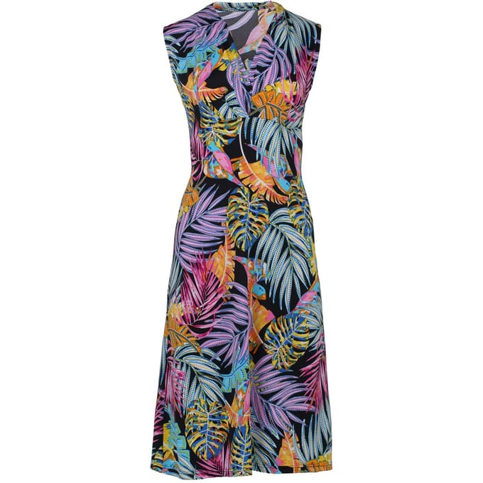 Mouwloze Empire Line-jurk in Foksia print