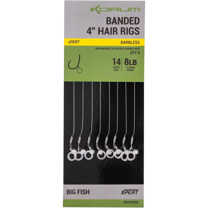 Dobber met een haak Korum Banded Hair (x8)