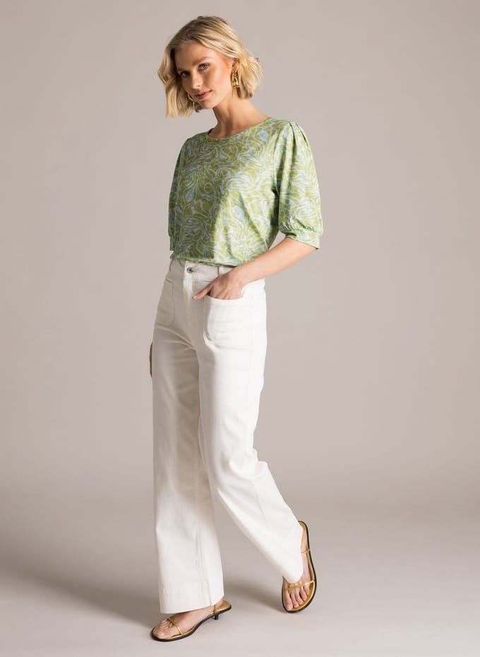 YEST Gentiana Essential Tops - Botanic Green/Multi - maat 44