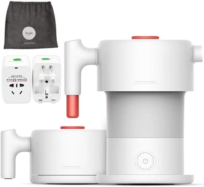 Opvouwbare Waterkoker - Draagbare Ketel - Reizen en Kamperen - Dubbele Spanning - 0.6L Capaciteit - Wit