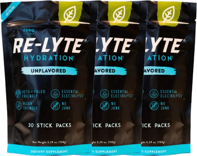 Re-Lyte | Hydration Drink Mix | Unflavored 30 Stick Packs | 3 stuks | 3 x 150g