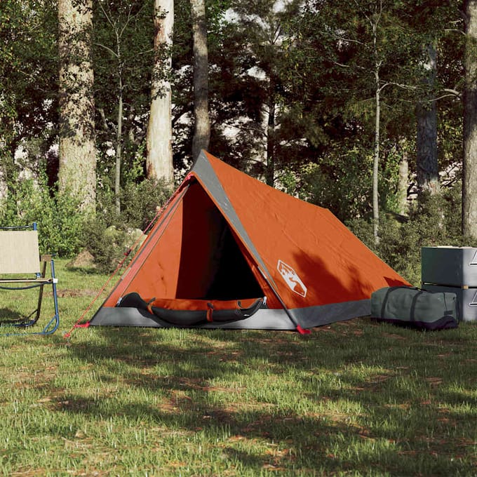 Vidaxl Tente de Camping, 2 Personnes, Gris-Orange, Imperméable