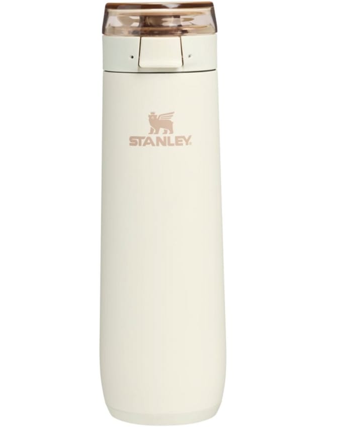 STANLEY Flowstate Spring Bottle 0.59L (Cream) – Lekvrije RVS Waterfles met Draagriem & Flip-Top Lock – Dubbelwandig Geïsoleerd – BPA Vrij