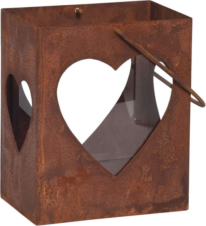 Windlicht Hartvormige Lantaarn H28cm Roestlook Tuindecoratie
