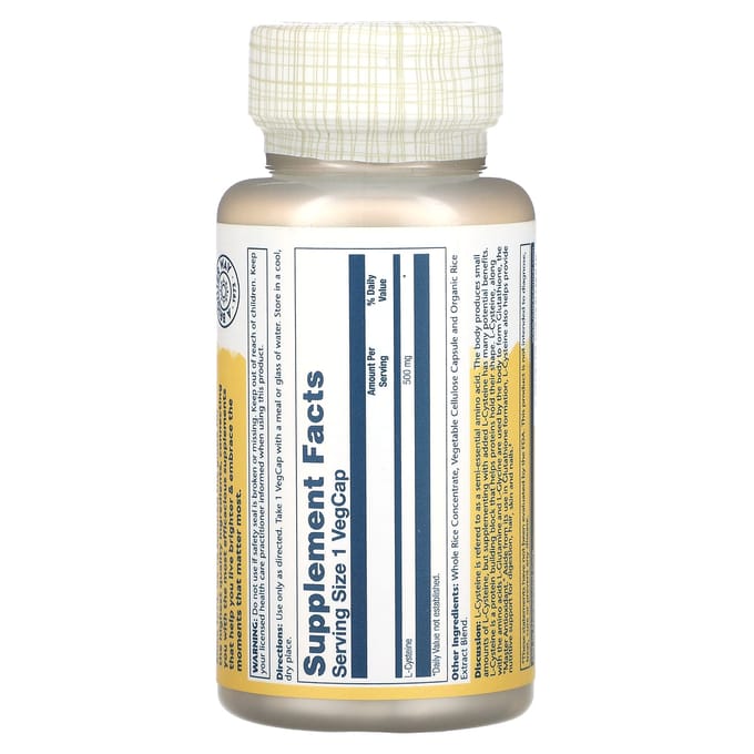 L-Cysteïne, 500 mg, 30 plantaardige capsules