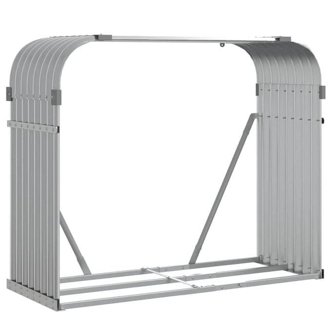 vidaXL - Haardhoutopslag - 120x45x100 - cm - gegalvaniseerd - staal - lichtgrijs