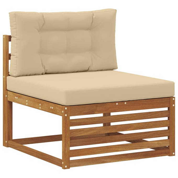 vidaXL - Sofa-Sets - 10 - st - Natuurlijk - en - Beige - Massief - Acacia - Hout
