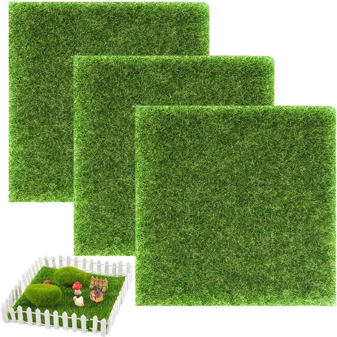 Set van 3 Kunstgras Matten 15x15 cm - Miniaturen Decoratie & Hobby