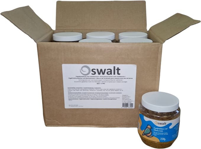 Oswalt Vogel Pindakaas met Meelwormen - Buitenvogelvoer - 6 x 350 gram