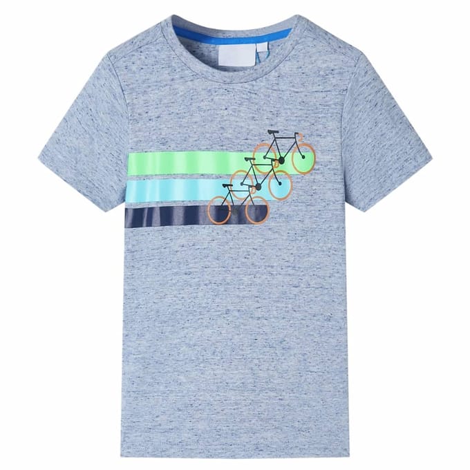 vidaXL Kindershirt met korte mouwen 140 gemêleerd blauw