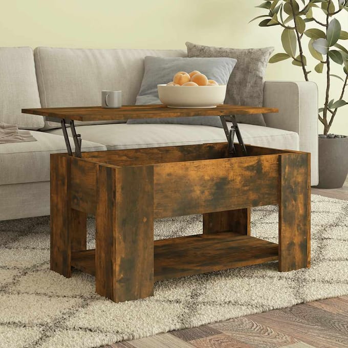 vidaXL - Salontafel - 79x49x41 - cm - bewerkt - hout - gerookt - eikenkleurig