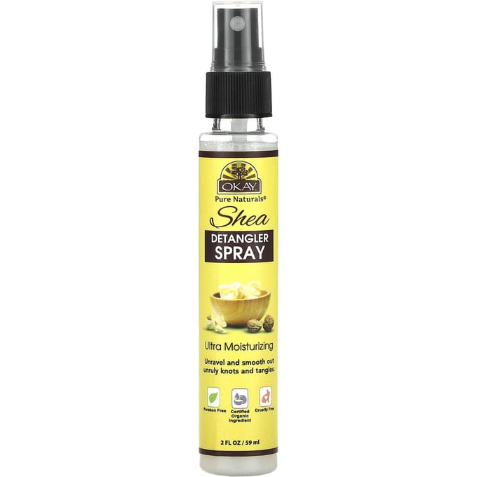 Okay Pure Naturals, Spray démêlant au karité, 2 fl oz (59 ml) yellow