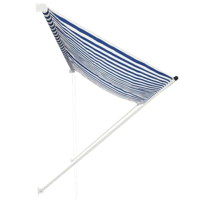 vidaXL - Luifel - uittrekbaar - 350x150 - cm - blauw - en - wit