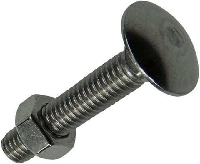 Houtbout-Slotbout met Moer. Rvs-A2. M8 x 40mm. Lang. 4 Stuks. Slotbouten. Sam.