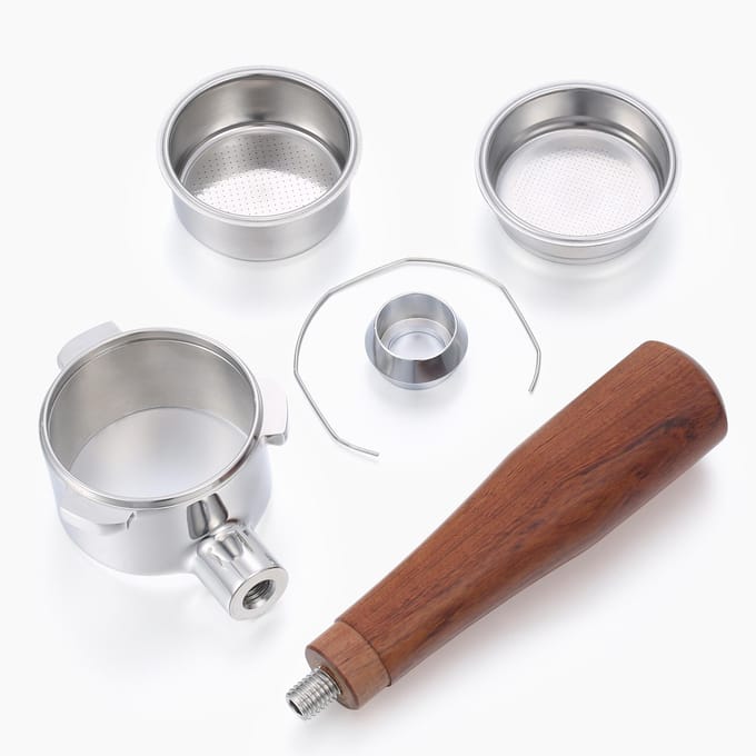 Aoresac 51mm porte-filtre sans fond expresso porte-filtre à café 3 oreilles avec 2 paniers filtrants argenté