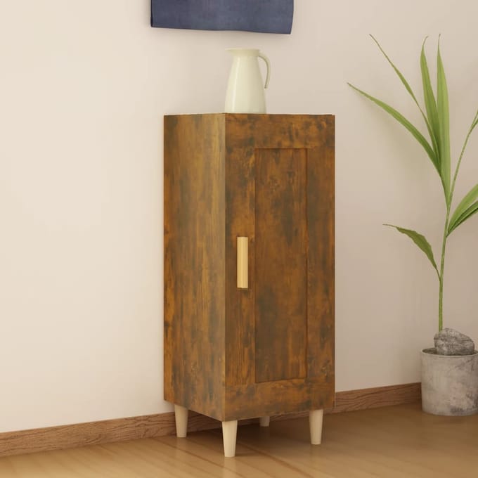vidaXL - Dressoir - 34,5x34x90 - cm - bewerkt - hout - gerookt - eiken
