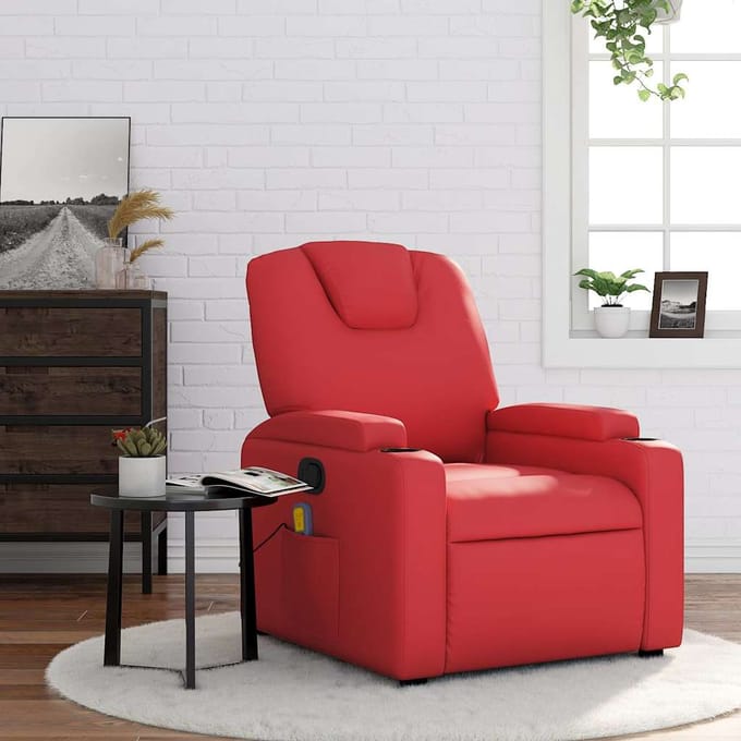 vidaXL - Massagestoel - verstelbaar - kunstleer - rood