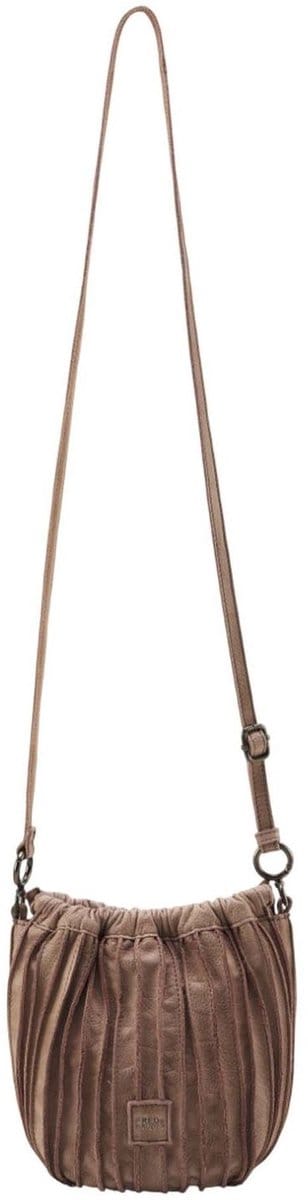 FREDsBRUDER Leren Schoudertas Say Hello Drawstring Bucket Bag Caramel Lichtbruin