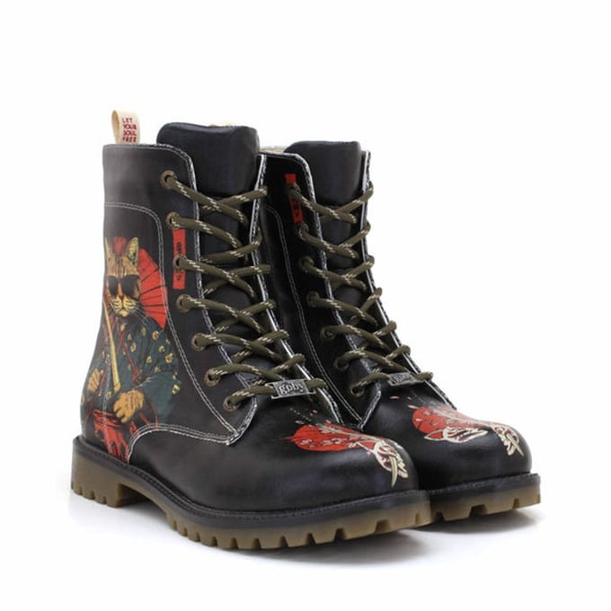Goby Samurai Cat Boots – Dames Lange Veterboots – Vegan Leer – Handgemaakt – Maat 38