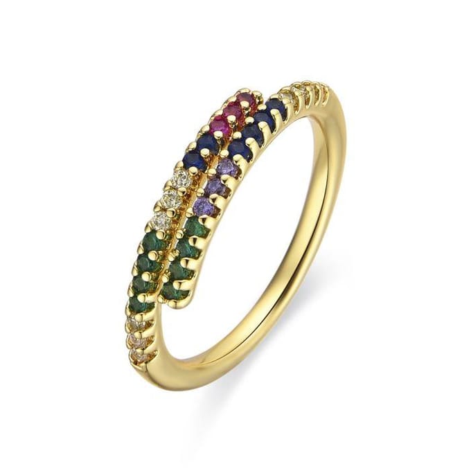 Luxenter ring met multicolor zirkonia 18k goud - Tazel